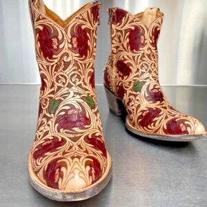 Old Gringo Boots 10.5 B EDWINE LS SHORT BL3501-1 ~ Crimson Flowers~Cream ~NIB
